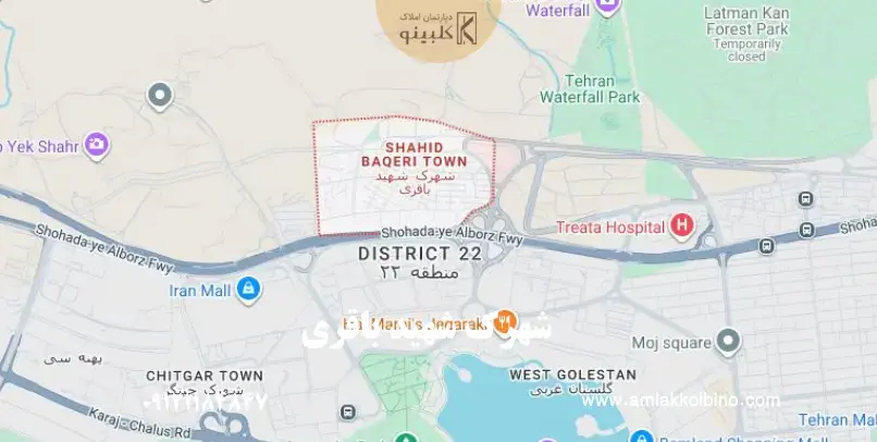موقعیت مکانی شهرک شهید باقری